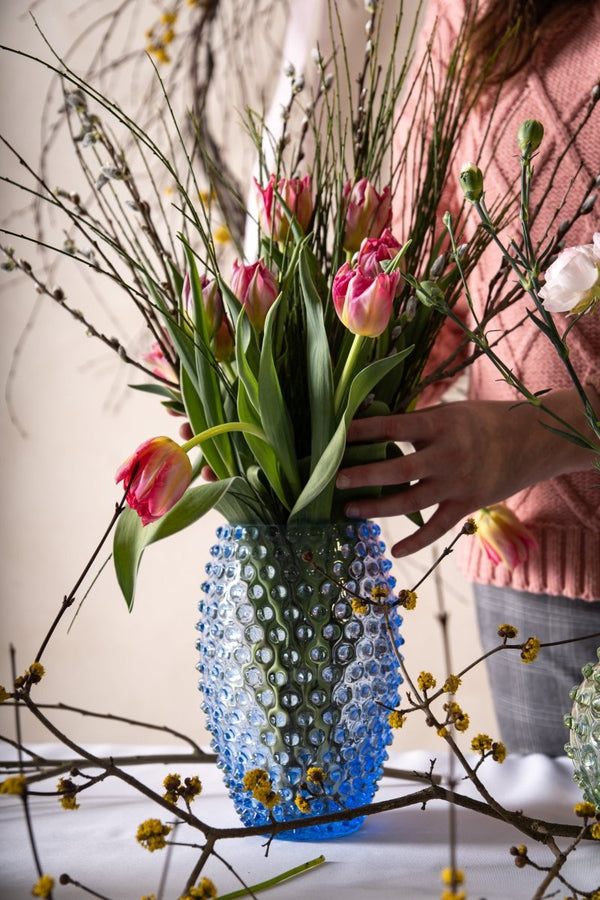 Light Blue Egg Hobnail Vase - KLIMCHI